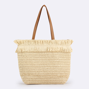 Nouveau Sac à Main en Laine pour Femme, Tendance Quotidienne, Décontracté, Vacances, Grande Capacité, Motif Tressé Simple et Frais, Fermeture Éclair à Franges, Tanjing - Product Image 6