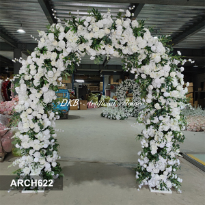 Arche de mariage personnalisée DKB, livraison rapide, arrangements pour événements, arche de fleurs artificielles blanches et vertes - Product Image 3