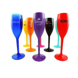 Wholesale Custom Logo Food Grade Disposable Polypropylene Plastic Champagne Flute Wine Glass
