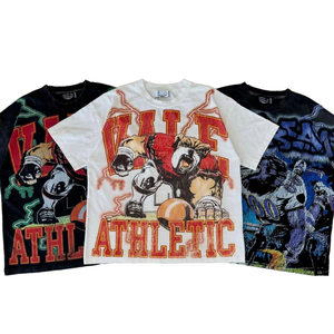เสื้อยืดผู้ชายแขนสั้นผ้าฝ้าย 100% สไตล์วินเทจ พิมพ์ลาย Hell Star แบบเดียวกับเสื้อถัก  ผลิตโดยผู้ผลิตเสื้อผ้าแฟชั่น - Product Image 1