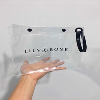 Pochette zippée personnalisée de luxe en PVC transparent dépoli, sachet imprimé de marque, sacs cosmétiques refermables pour brosses à dents et articles de toilette