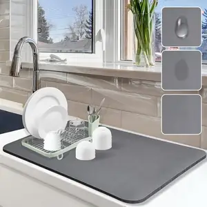 硅胶可折叠吸水可折叠石材超细纤维钻石深盘干燥排水垫厨房柜台垫
