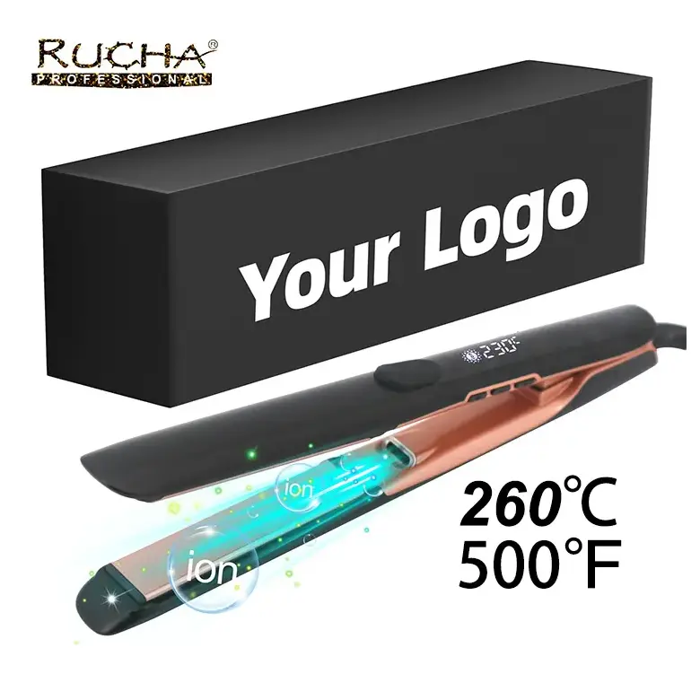 Plancha de pelo 2 en 1 barata personalizada, plancha de pelo rápida de cerámica profesional, plancha de pelo plana iónica