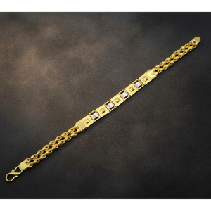 Elegante Brazalete de Eslabones Dorados con Eslabones Cuadrados Geométricos y Diseño de Doble Tono para Hombre, Estilo Diario y para Ocasiones Especiales - Product Image 3