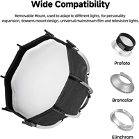 Softbox Parabola Mini 30cm, Softbox Oktagon, Softbox Payung Speedlite dengan Mount Bowens, Quick Release untuk Lampu LED COB