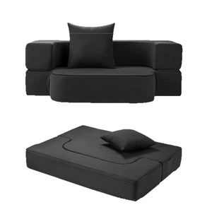 Black Modern <b>Floor</b> <b>Sofa</b> Bed Fabric Lazy Couch Boucle Upholstered Lounge Seat for Living Room - Product Image 2