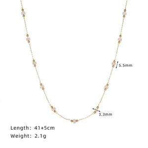 Handmade Ocean Style <b>Titanium</b> Gold Plated Elegant Choker <b>Chain</b> White Shell Beaded Collarbone Necklace - Product Image 2