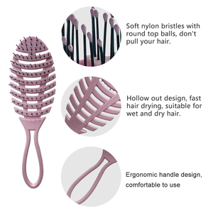 <span class=keywords><strong>Pelo</strong></span> largo y <span class=keywords><strong>corto</strong></span> rizado natural 360 cepillo ondulado de cerdas curvas cepillo redondo duro de ventilación - Product Image 6