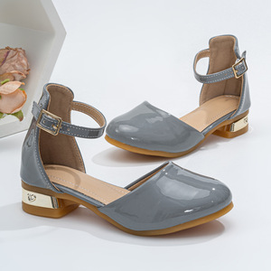 Nouvelles chaussures en cuir PU pour petites filles, design simple, talons hauts, chaussures de cérémonie pour enfants - Product Image 6