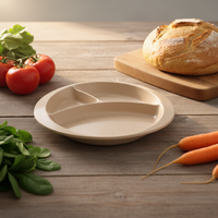 Vaisselle en céramique durable et écologique pour enfants, assiettes bébé divisées en coque de riz, compatibles micro-ondes, faciles à nettoyer