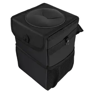 Cubo de basura plegable para asiento de coche, organizador de tela Oxford impermeable con tapa, 100% a prueba de fugas