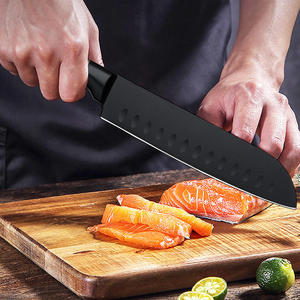 Wholesale Household Kitchen Cutlery <b>Set</b> Coated Wood Grain Stainless Steel Kitchen <b>Knife</b> <b>Set</b> with Wooden <b>Knife</b> Block - Product Image 4