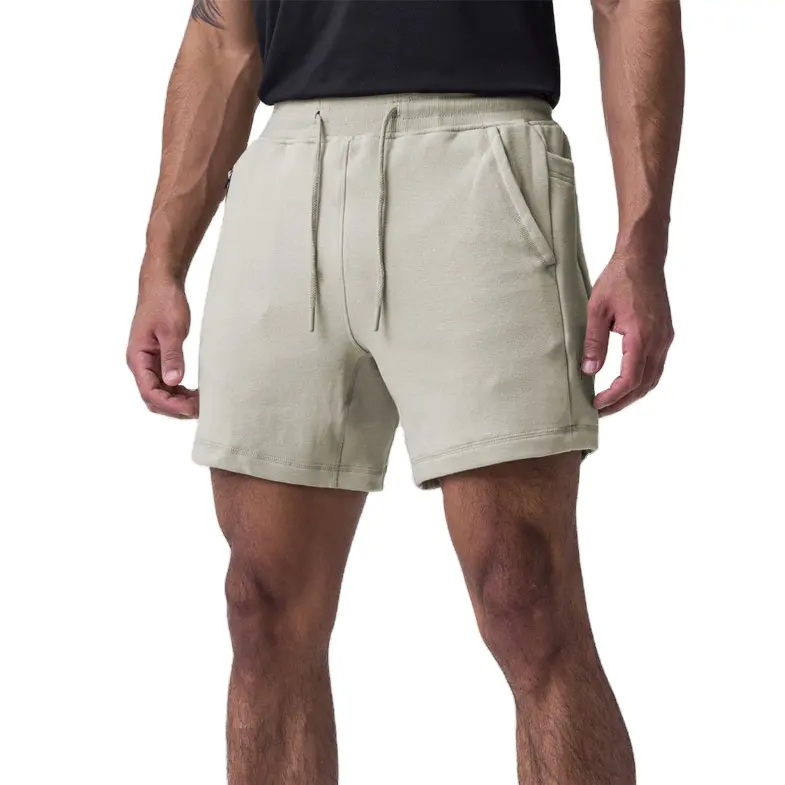 กางเกงขาสั้นออกกำลังกายแห้งเร็วผู้ชายมีกระเป๋าซ่อนมีซิปด้านหลังกางเกงขาสั้นสำหรับผู้ชายฤดูร้อน