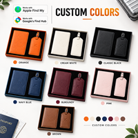 Ensemble de porte-passeport et étiquette de bagage intelligentes personnalisées, cadeau de voyage d'affaires, en cuir PU, compatible avec Apple Find My et Google Find Hub
