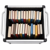 Chariot de retour de livres mobile en alliage d'aluminium robuste avec poignée en acier inoxydable, revêtement en feutre, écologique et résistant à la rouille pour bibliothèque