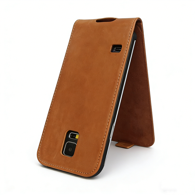 Genuine Leather Flip Cover Phone Case Retro Luxury Magnetic Closure Scratch-Proof 360 Protection for S5 for