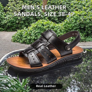 Sandalias Planas de Verano y Primavera para Hombre, Diseño Italiano, Casuales, Transpirables, Ligeras, Antideslizantes, de Cuero, Tallas 38-47 - Product Image 2