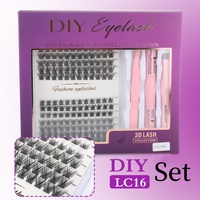 Set Bulu Mata Cluster Heart Girl DIY 168P, Ekstensi Bulu Mata Cluster, Penjepit, Penghilang, Perekat & Penyegel, Kotak Kustom, Dapat Ditambahkan Logo Pribadi