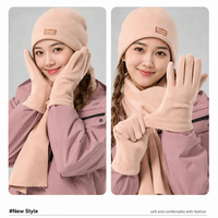 Ensemble d'accessoires en polaire d'hiver : bonnet, écharpe, gants 100% polyester, polaire ultra-fin, gants tactiles, vente en gros OEM