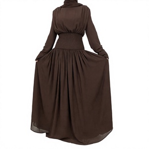 Abaya longue et élégante Loriya 2026 à nouer, en polyester, pour femmes musulmanes, couleur unie, vêtements islamiques pour adultes, collection automne - Product Image 4