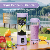 450ml Draagbare Smoothie Blender met Handgreep, USB-C Oplaadbaar, 4000mAh Batterij, Auto-compatibel, Draadloos, IJsvergruizer, BPA-vrij
