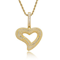 Collier pendentif cœur en zircon cubique style baguette, bijoux créatifs de style urbain, vente en gros d'usine