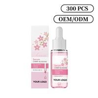 Suero Facial Hidratante y Aclarante con Vitamina E, Aloe Vera y Flor de Cerezo Orgánico de Marca Privada, Antiarrugas