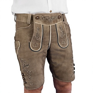 Pantalones Cortos de Cuero de Ante Vacuno para Hombre, Estilo Bávaro, Oktoberfest Alemán, Bordado Personalizable, Casuales, para Primavera - Product Image 1