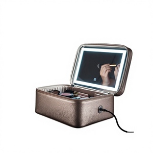 Pochette cosmétique intelligente en <span class=keywords><strong>cuir</strong></span> PU avec miroir LED pour les retouches de maquillage en voyage - Product Image 5