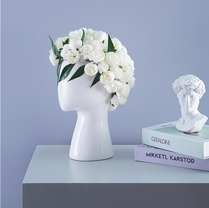 Tête humaine moderne créative nouveau <span class=keywords><strong>support</strong></span> <span class=keywords><strong>de</strong></span> fleur <span class=keywords><strong>de</strong></span> mode pour la décoration intérieure <span class=keywords><strong>de</strong></span> la maison décorative Vase en céramique - Product Image 1