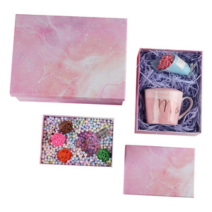 Boîte en papier à motif ciel étoilé rose, style rectangulaire, boîtes en papier personnalisables - Product Image 1