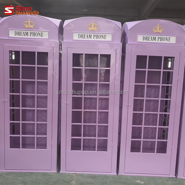 Iron Antique Purple Floral Hot Sale New Art London Telephone Booth Wedding Trend for Home & Wedding Party Decoration