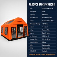 Tente gonflable spacieuse pour 9 personnes, cabane imperméable épaissie pour le camping, personnalisation de tente de toit pour cabane forestière