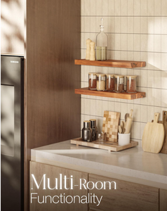 Acacia <strong>Wood</strong> Floating Shelves Wall Mounted Rustic Wall <strong>Storage</strong> Shelf for Bedroom, Kitchen, Home D&eacute;cor - Brackets and <strong>Shelving</strong> - Product Image 5