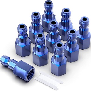 Anodized Blue Aluminum Quick Connector 1/4 In Npt Internal <b>Thread</b> Pneumatic <b>Tool</b> Accessories - Product Image 1