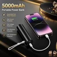 Batterie externe de voyage ultra-compacte 10000 mAh, charge rapide 12W, chargeur portable avec cordon intégré et câble USB-C, indicateur numérique