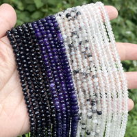 AsVrai U 3x4mm Rondelle à facettes naturelles Agate noire Pierre blanche Perles de jade pour la fabrication de bijoux DIY Bracelet Collier Accessoires