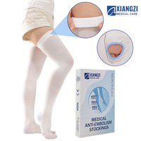 Chaussettes de contention unisexe antidérapantes de haute qualité à compression faible (13-18 mmHg) pour alités, hauteur genou