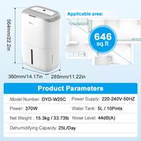 DYD-W25C 50 pintes déshumidificateur de séchage à l'air déshumidificateur domestique à faible bruit pour chambre à coucher