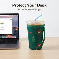 Manchon de tasse à café en néoprène personnalisé avec poignée, porte-boissons isotherme réutilisable pour gobelets de 16 à 32 oz, boissons froides et café glacé