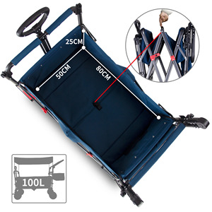 รถแวกอนพับได้สารพัดประโยชน์พร้อมที่จับแบบปรับได้ตะกร้าหลังและหลังคารถเข็นเด็กขนาด100ลิตร - Product Image 6