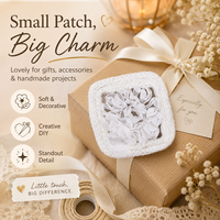 Applique florale carrée blanche de 5 cm, patch en dentelle tricotée douce pour vestes, sacs, accessoires pour cheveux, emballage cadeau et projets de bricolage