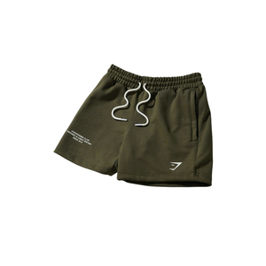 กางเกงขาสั้นผ้าฝ้ายเอวสูงสำหรับผู้ชายทรงโอเวอร์ไซส์สไตล์สปอร์ตลายพื้นพร้อมโลโก้ออกแบบได้ตามต้องการ - Product Image 1