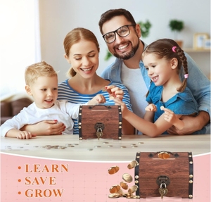 Serrure de tirelire en bois personnalisée enfants adultes maison tirelire décorative épargne anniversaire outil de gestion de l'argent idée cadeau - Product Image 6