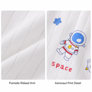 Pigiama da neonato a maniche lunghe con scollo rotondo e bottoni sulle spalle, pantaloni in maglia a costine con stampa celeste, abbigliamento da casa per bambini - Product Image 4