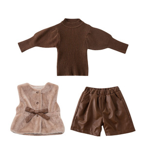 Vente en gros de vêtements d'hiver pour enfants style décontracté <span class=keywords><strong>pull</strong></span> de chameau gilet à nœud épaissi tenue courte pour filles de 7 <span class=keywords><strong>ans</strong></span> - Product Image 5