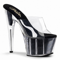 Sandales à talons de 7 pouces (17 cm) la plupart des couleurs, semelle transparente, dessus transparent, sexy, chaussures de danse sur piquet, chaussures d'entraînement de studio, résistantes à l'usure