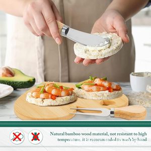 Bamboo Heart Shaped Cutting Board With Knife And Fork <b>Set</b> For Dessert Serving Home Use Durable Wood Cheese Plate - Product Image 5