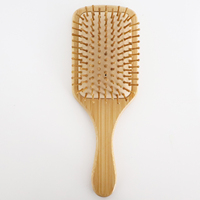 Brosse à cheveux en bambou naturel anti-nœuds avec coussin d'air massant, peigne à palette, outil de soin des cheveux avec logo personnalisé