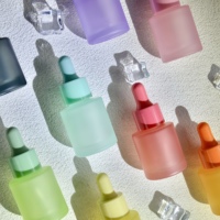 Flacons compte-gouttes colorés pour huiles essentielles, en verre dépoli mat 20 ml, emballage cosmétique de luxe à paroi épaisse